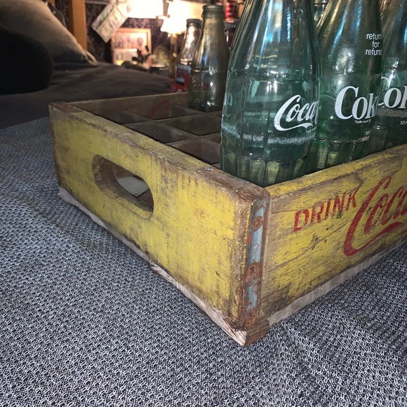 Other Vintage Original Yellow Coke Crate Holds 24 I Got 21 Bottles